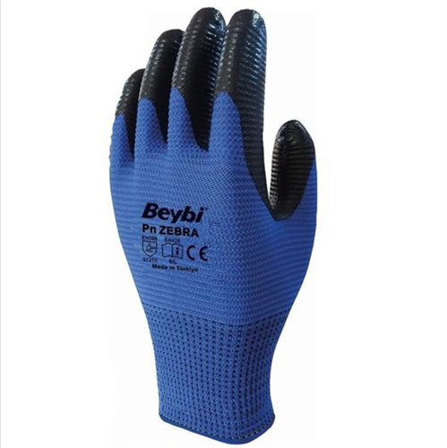 BEYBİ PN ZEBRA ELDİVEN ( MAVİ SİYAH ) NO : 10 ( 12 ÇİFT )